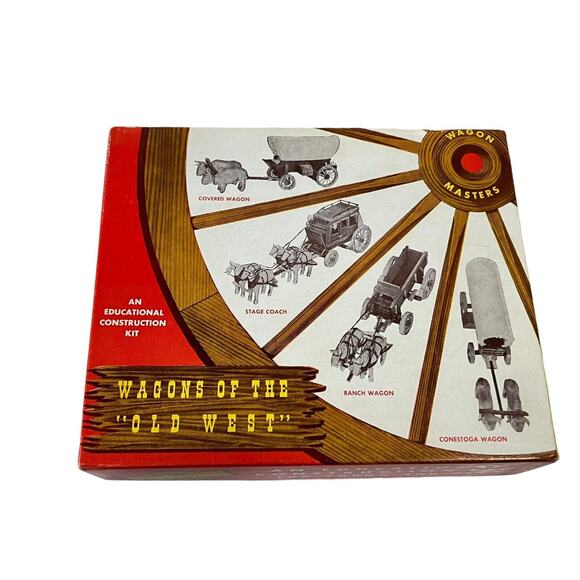 Wagons‎ of the Old West Horse Team Wooden Model Kit Wagon Masters New, Open Box - Picture 1 of 9